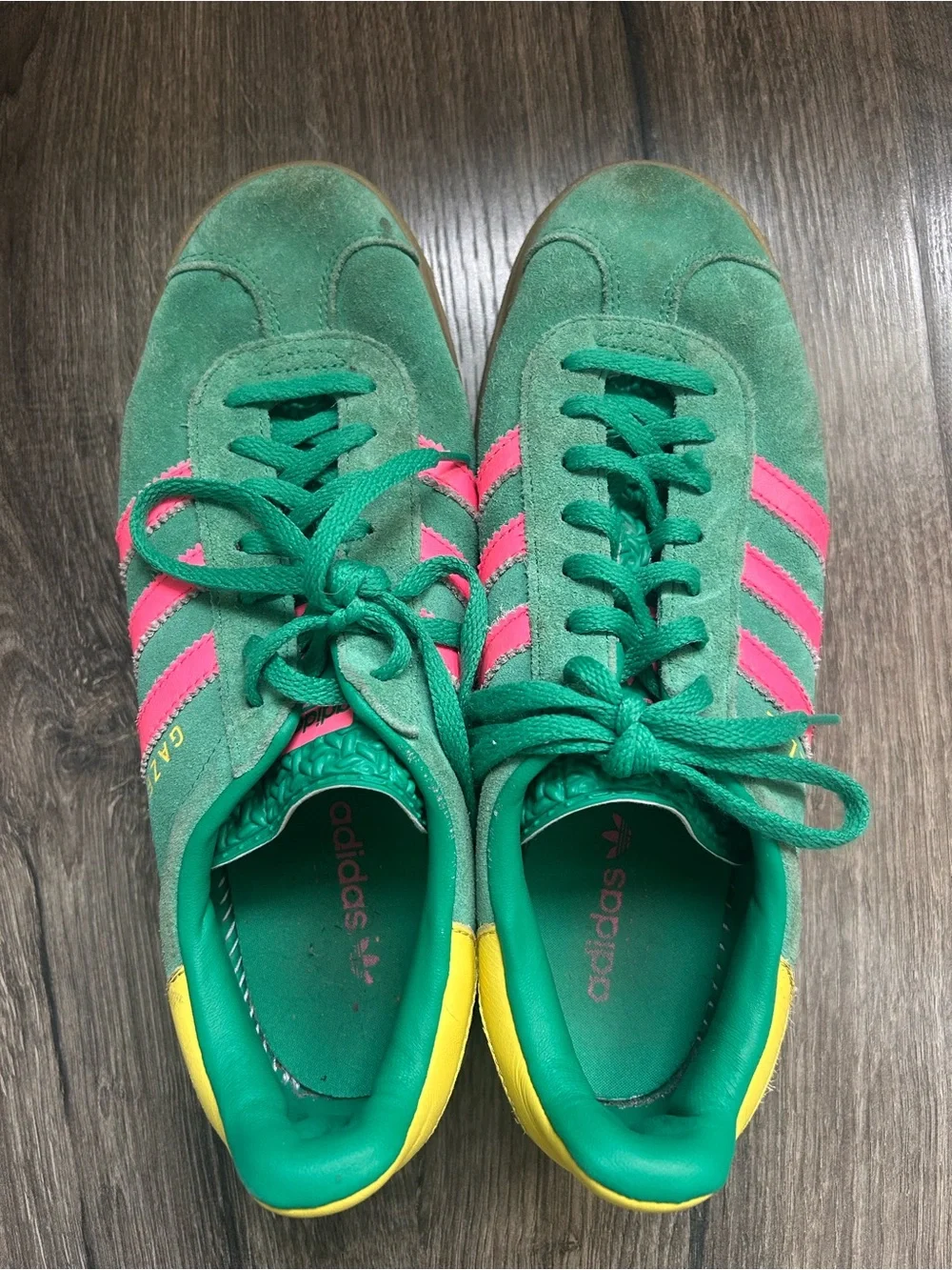 adidas Gazelle Platform Sneakers in Green, Pink & Yellow - Picture 4 of 7